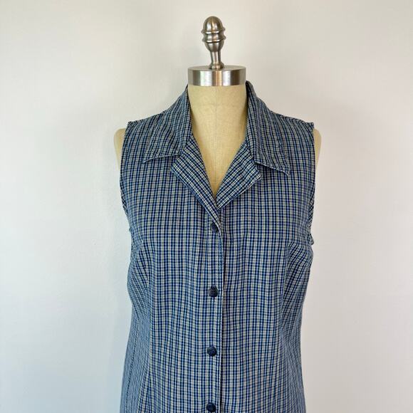 Vintage Faded Glory Women's Blue Plaid Flannel Collared Maxi Dress (Sz L) - Picture 8 of 14